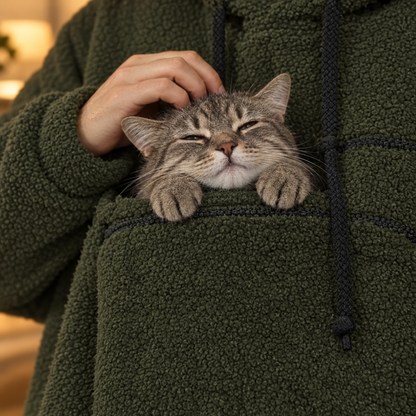 Pet Carrier Hoodie with Front Pouch - Cat & Small Dog Carrier Sweatshirt for Women & Men, Hands-Free Cuddle Hoodie, S-3XL