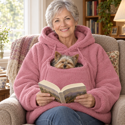 Pet Carrier Hoodie with Front Pouch - Cat & Small Dog Carrier Sweatshirt for Women & Men, Hands-Free Cuddle Hoodie, S-3XL