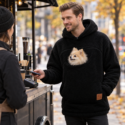 Pet Carrier Hoodie with Front Pouch - Cat & Small Dog Carrier Sweatshirt for Women & Men, Hands-Free Cuddle Hoodie, S-3XL