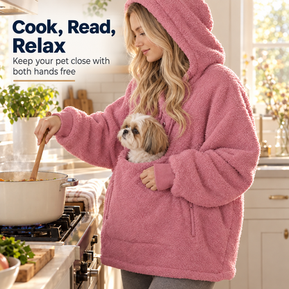 Pet Carrier Hoodie with Front Pouch - Cat & Small Dog Carrier Sweatshirt for Women & Men, Hands-Free Cuddle Hoodie, S-3XL
