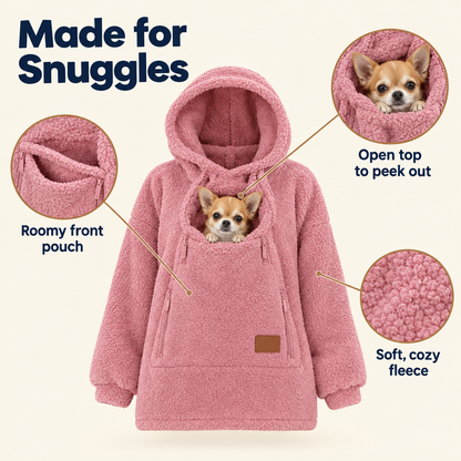 Pet Carrier Hoodie with Front Pouch - Cat & Small Dog Carrier Sweatshirt for Women & Men, Hands-Free Cuddle Hoodie, S-3XL