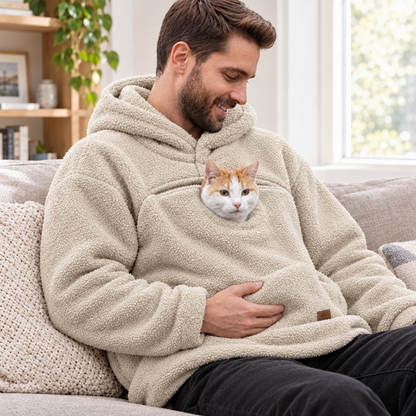 Pet Carrier Hoodie with Front Pouch - Cat & Small Dog Carrier Sweatshirt for Women & Men, Hands-Free Cuddle Hoodie, S-3XL