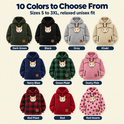 Pet Carrier Hoodie with Front Pouch - Cat & Small Dog Carrier Sweatshirt for Women & Men, Hands-Free Cuddle Hoodie, S-3XL