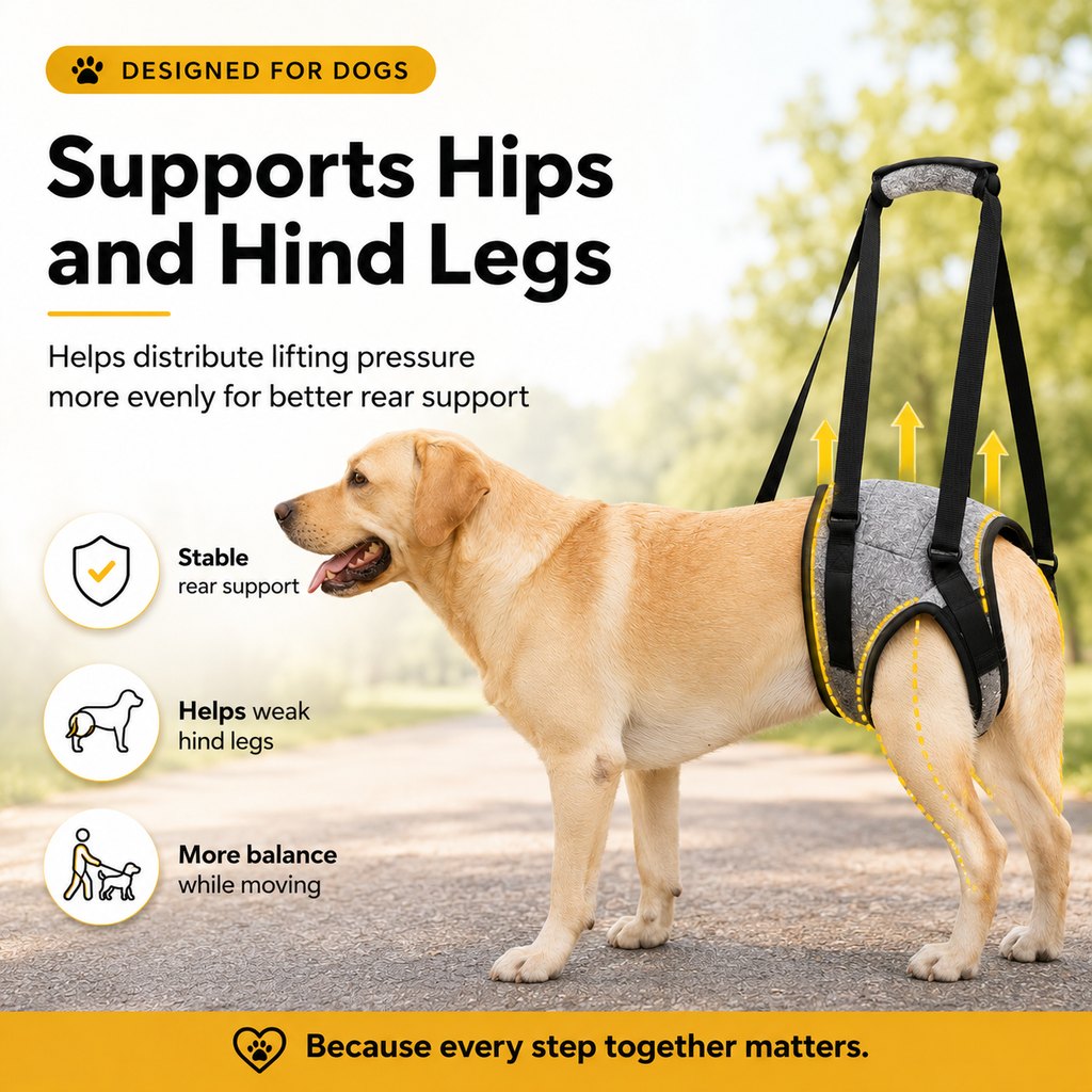 Dog Rear Support Harness for Stairs, Walks & Car Rides - Mobility Lift Sling for Senior Dogs with Weak Hind Legs