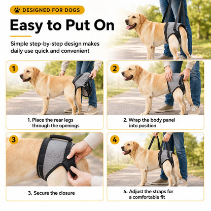 Dog Rear Support Harness for Stairs, Walks & Car Rides - Mobility Lift Sling for Senior Dogs with Weak Hind Legs
