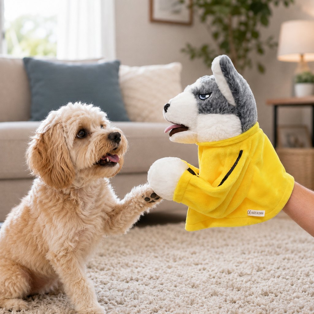 Interactive Boxing Pet Puppet for Indoor Play – Squeeze-to-Punch Sound Toy for Bored Dogs & Cats