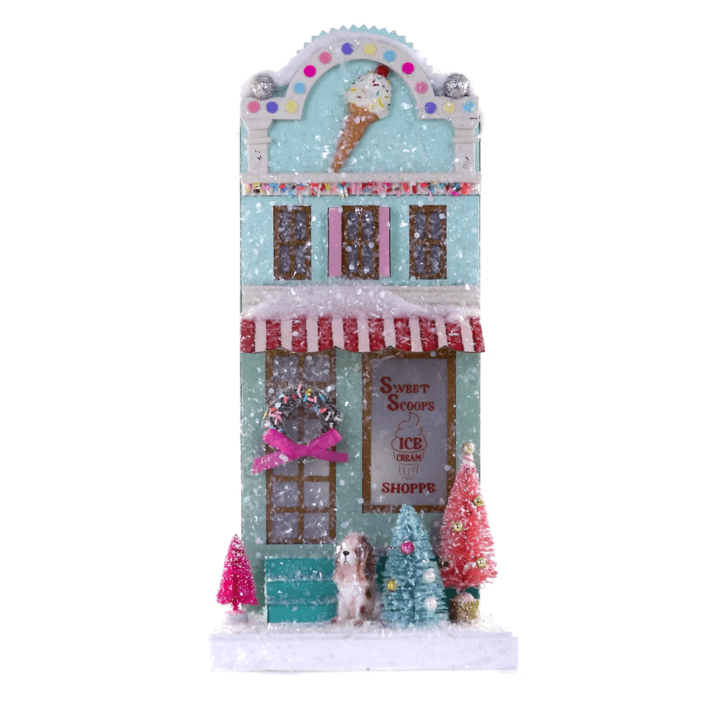 Holiday Village House – Ice Cream Shoppe Christmas Decoration, 12.5 in