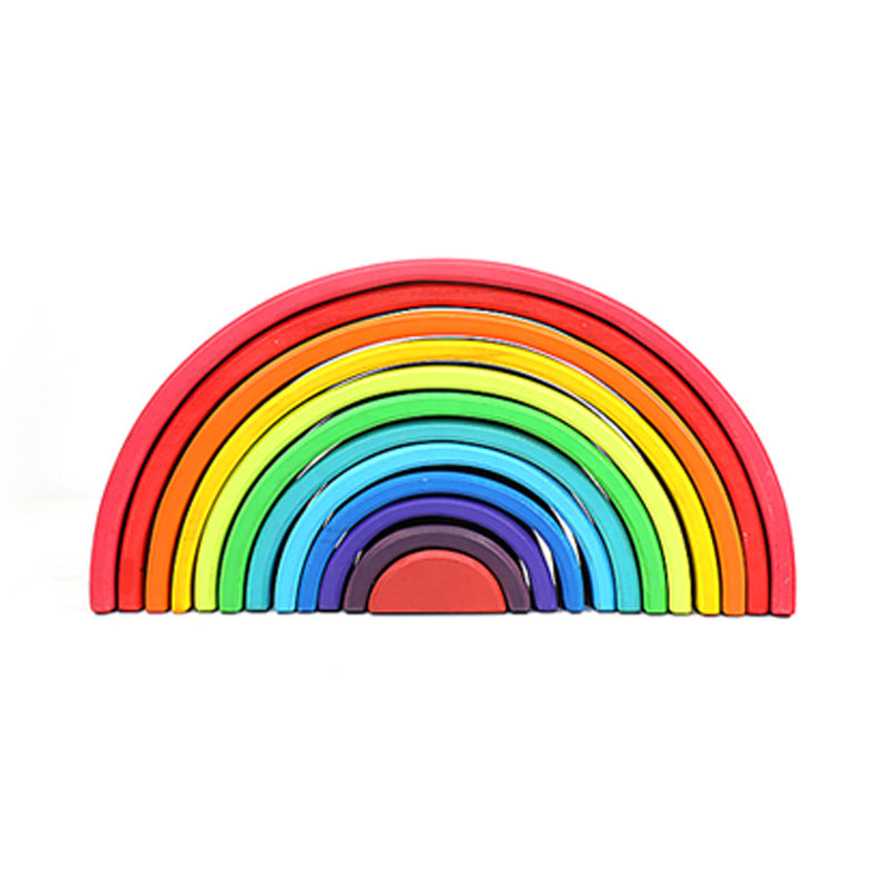 Montessori Wooden Rainbow Stacking Blocks Set