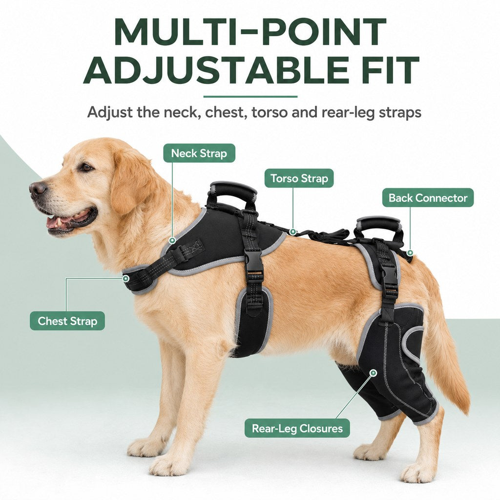 Full-Body Dog Lift Harness with Dual Rear-Leg Support - Easier Standing, Stairs & Car Entry