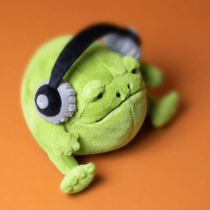 Plush Frog Toy with Headphones – 21cm