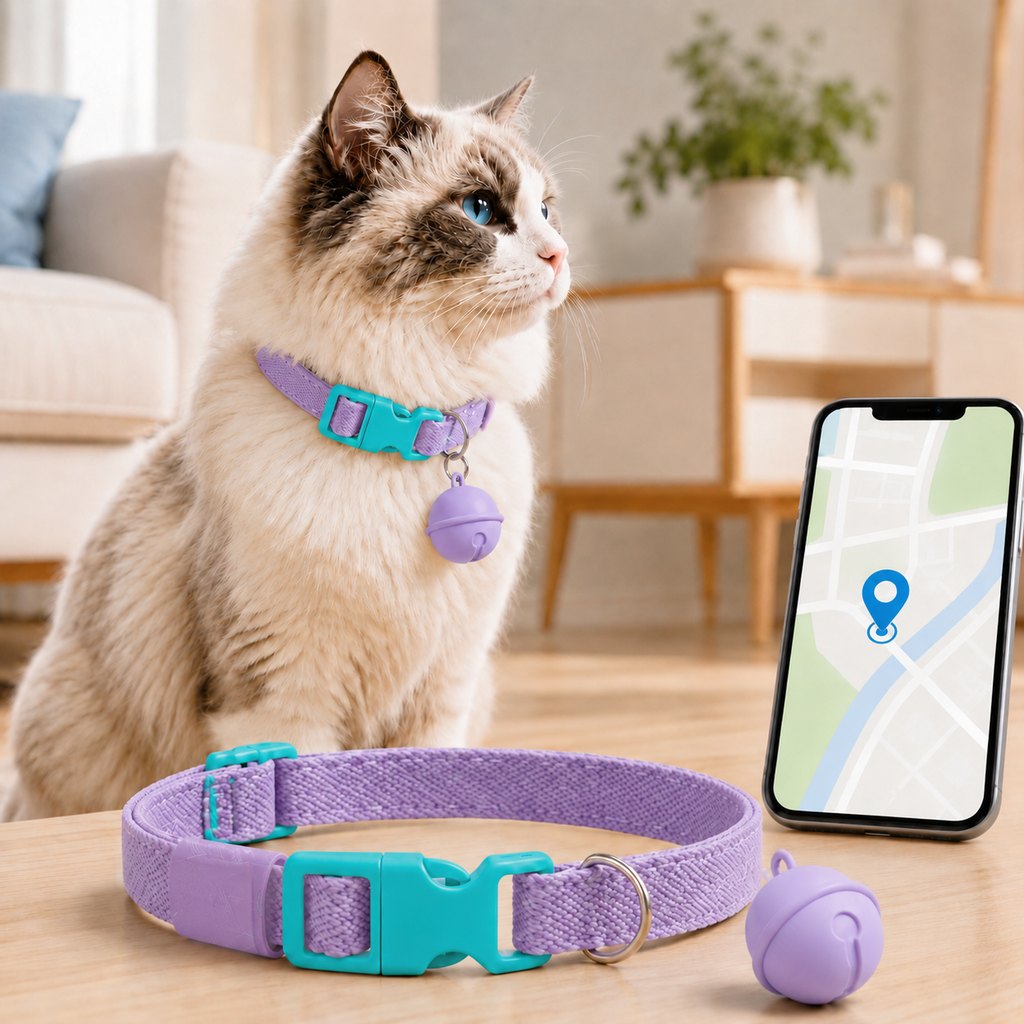Smart Pet Tracker Bell Collar for Cats & Small Dogs - Find Hiding Pets Faster at Home, in the Yard & on Daily Walks