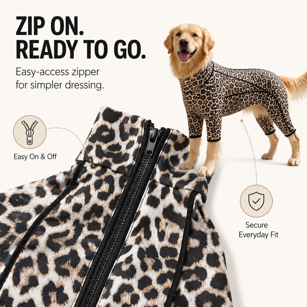 Four-Leg Full-Body Dog Jumpsuit for Home & Outdoor Wear – Helps Contain Loose Fur & Everyday Dirt