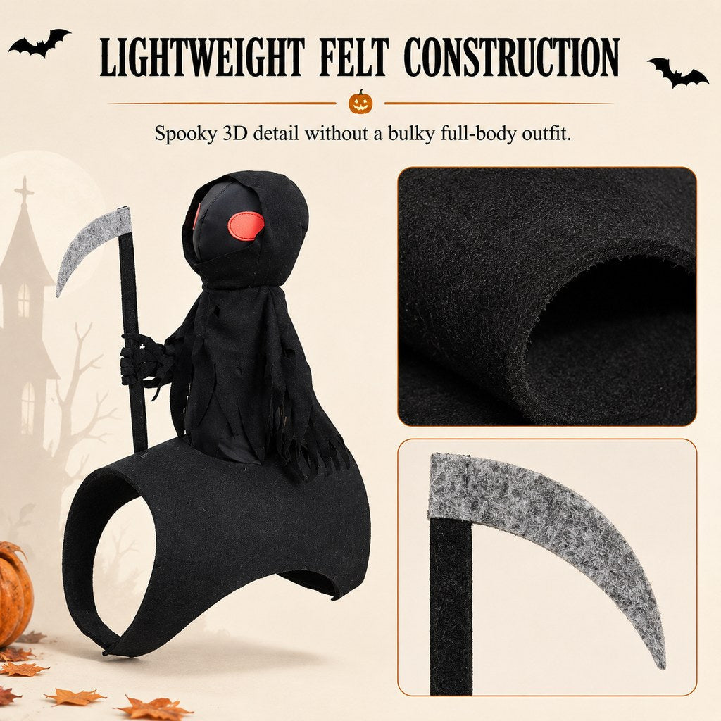 Grim Reaper Rider Pet Costume – Adjustable 3D Halloween Outfit for Trick-or-Treat, Parties & Photos