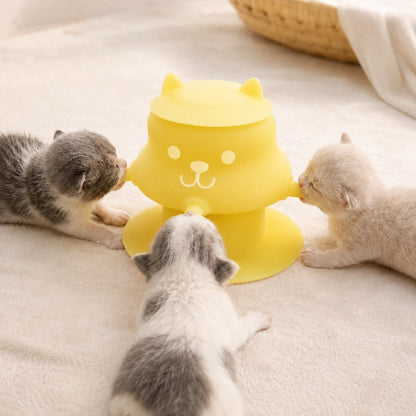 4-Nipple Silicone Nursing Feeder for Kittens & Puppies - Easier Litter Feeding with a Suction Base