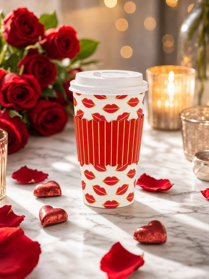 Lip Pattern Paper To Go Cups, 8 ct, 16 oz