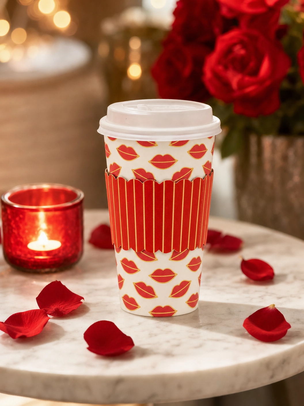Lip Pattern Paper To Go Cups, 8 ct, 16 oz