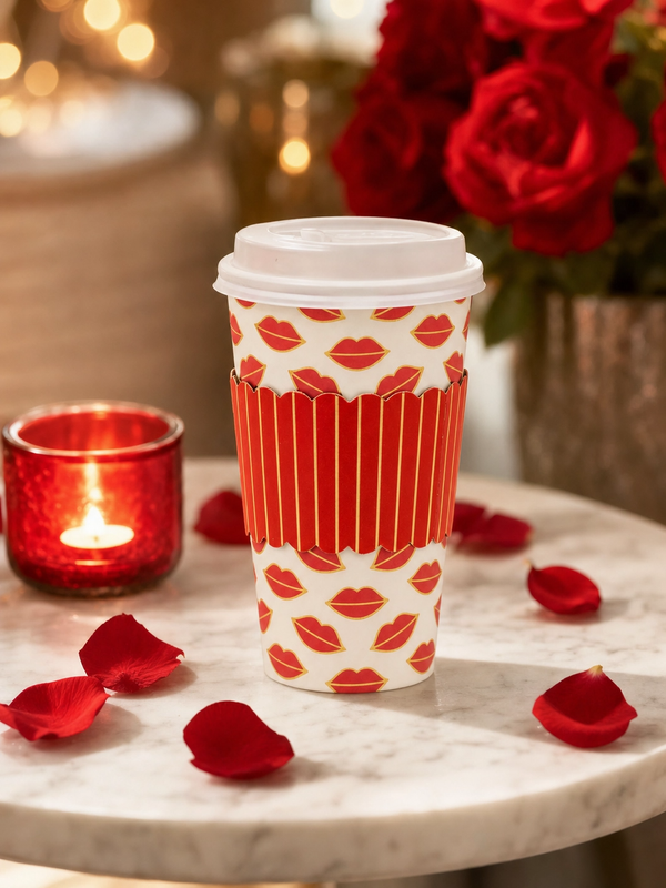 Lip Pattern Paper To Go Cups, 8 ct, 16 oz