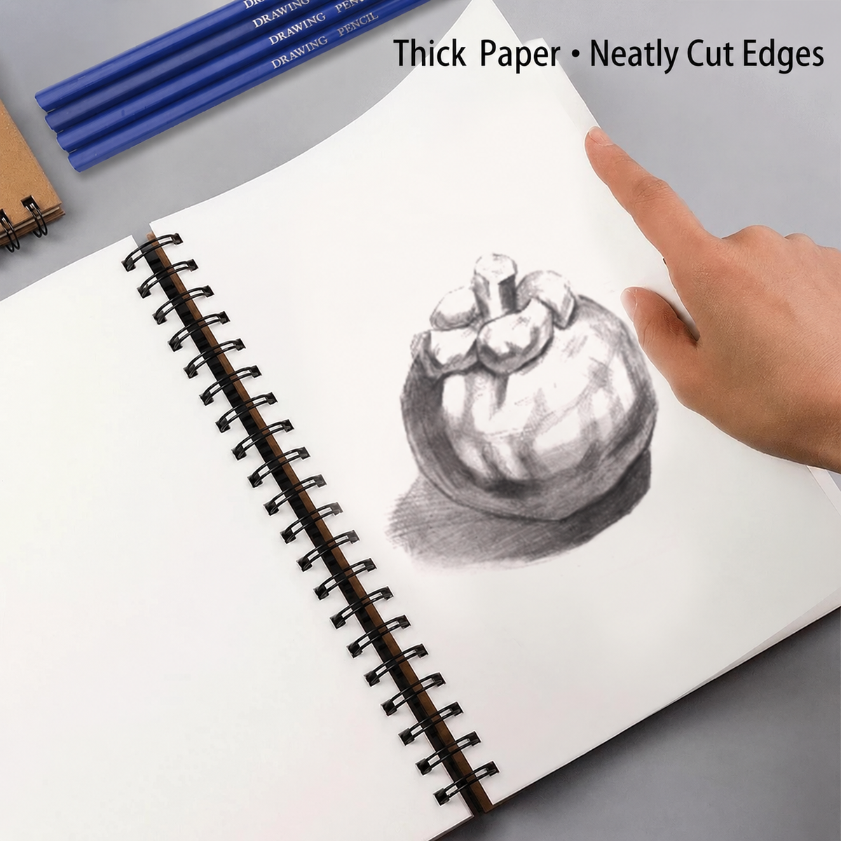 A4 Side-Bound Spiral Sketchbook – 30 Sheets, 60 Pages
