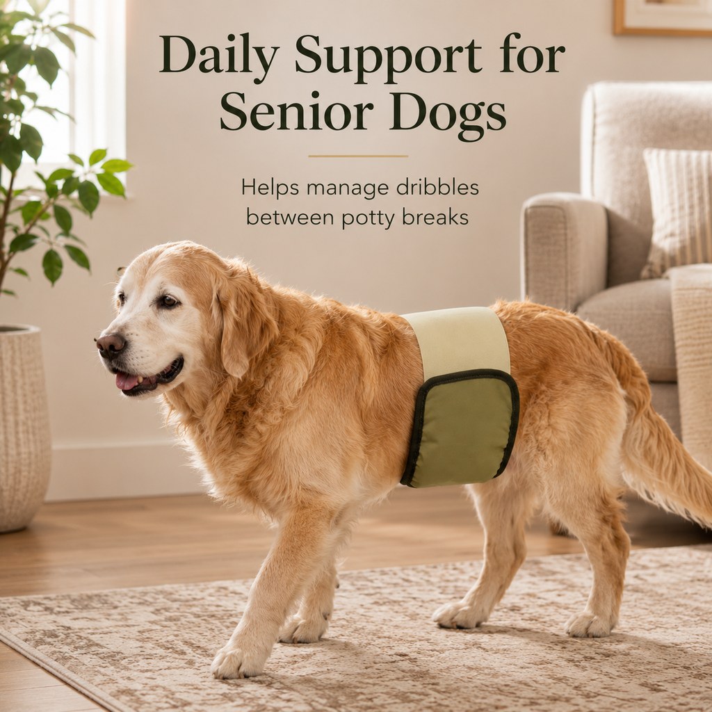 3-Pack Washable Male Dog Belly Bands for Indoor Marking & Senior Dribbles - Reusable Dog Diaper Wraps to Protect Floors & Furniture
