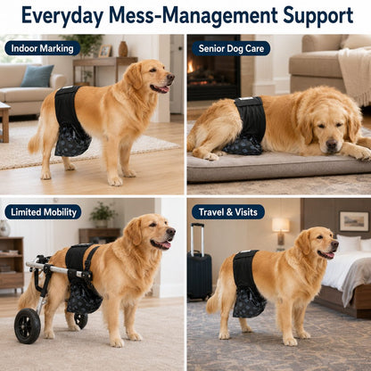 Reusable Male Dog Urine Collection Wrap with 50 Bags - Indoor Marking & Accident Support