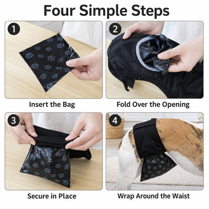 Reusable Male Dog Urine Collection Wrap with 50 Bags - Indoor Marking & Accident Support