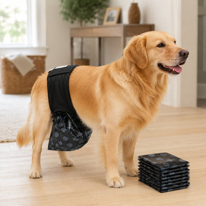 Reusable Male Dog Urine Collection Wrap with 50 Bags - Indoor Marking & Accident Support