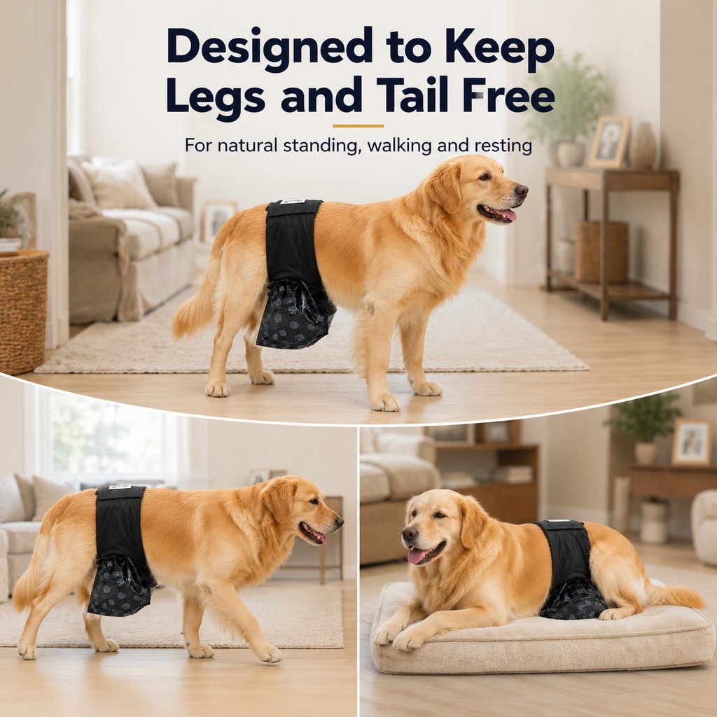 Reusable Male Dog Urine Collection Wrap with 50 Bags - Indoor Marking & Accident Support