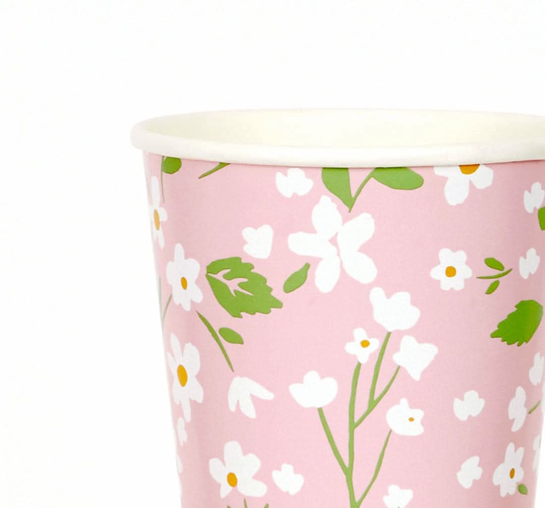 Ditsy Floral Paper Cups – 9 oz Party Set of 12 (4 Colors)