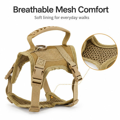 Mini Tactical Pet Harness Vest for Cats & Small Dogs - Outdoor Walking Harness with Handle to Reduce Neck Pulling