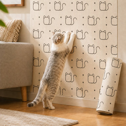 Self-Adhesive Cat Scratch Mat for Wall & Furniture Protection – Cuttable Cat Scratching Pad for Sofa, Door, Bedside & Home Surfaces