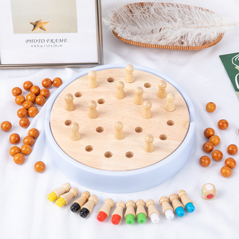 Two-in-one wooden strategy game set with balls, pegs and die alternate image