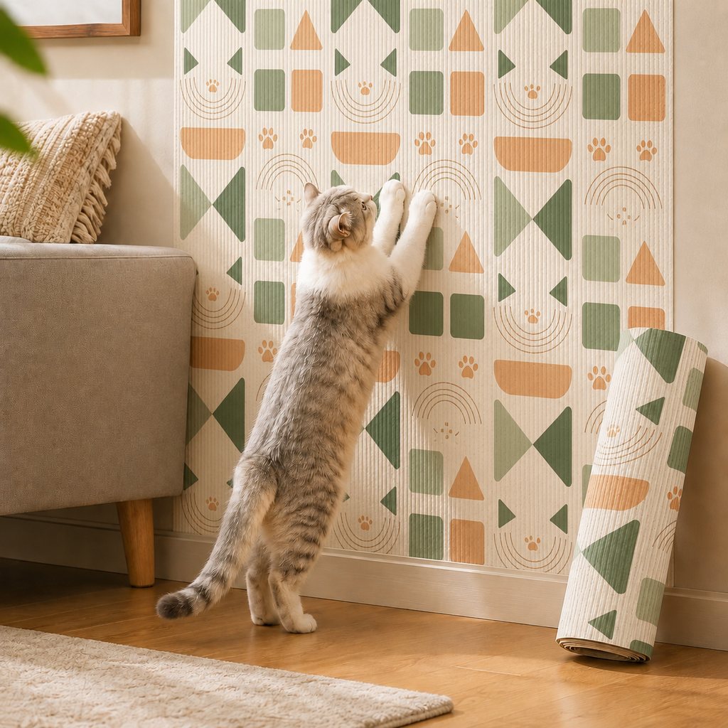 Self-Adhesive Cat Scratch Mat for Wall & Furniture Protection – Cuttable Cat Scratching Pad for Sofa, Door, Bedside & Home Surfaces