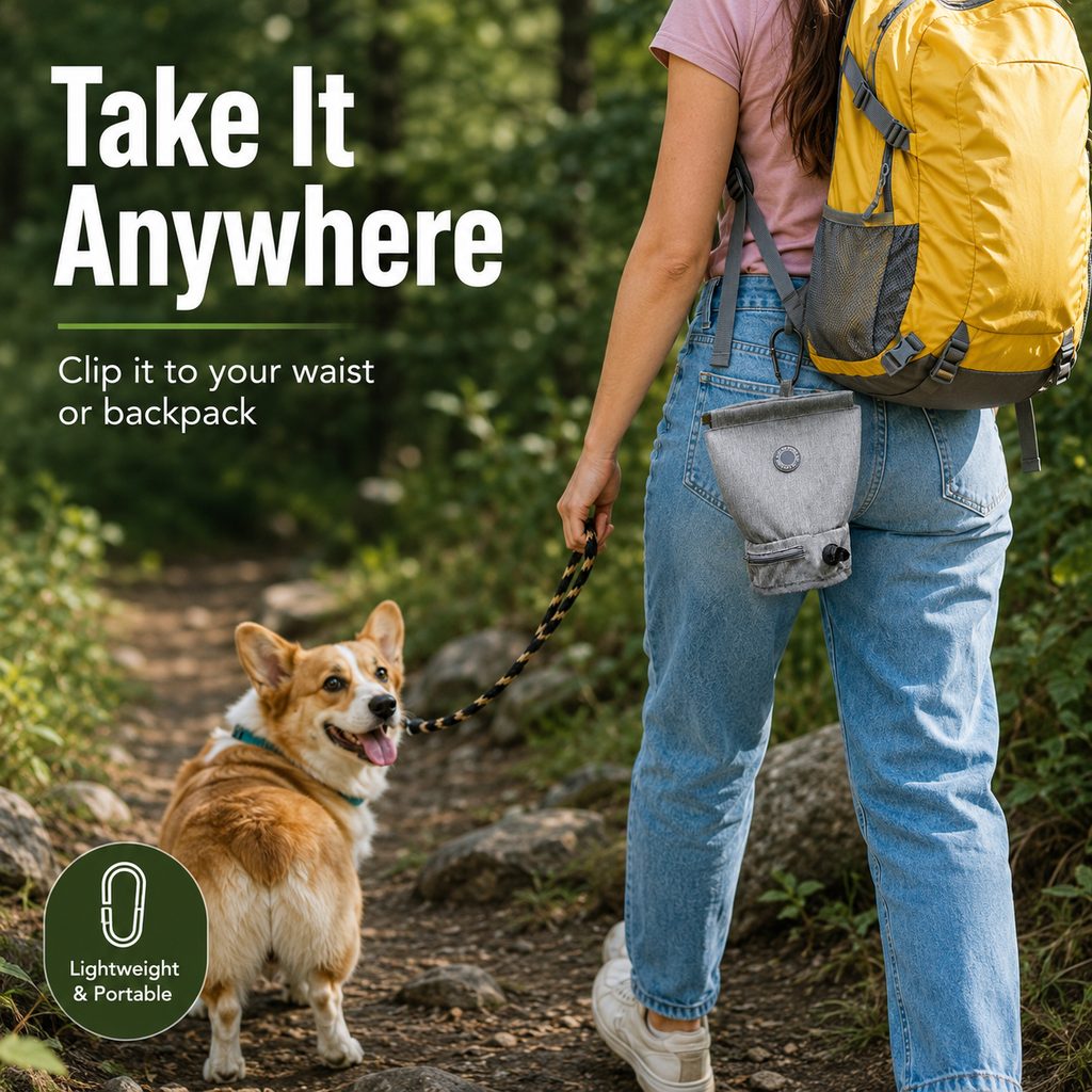 Dog Poop Bag Holder for Walks - Carry Used Waste Bags Hands-Free Until the Next Trash Can