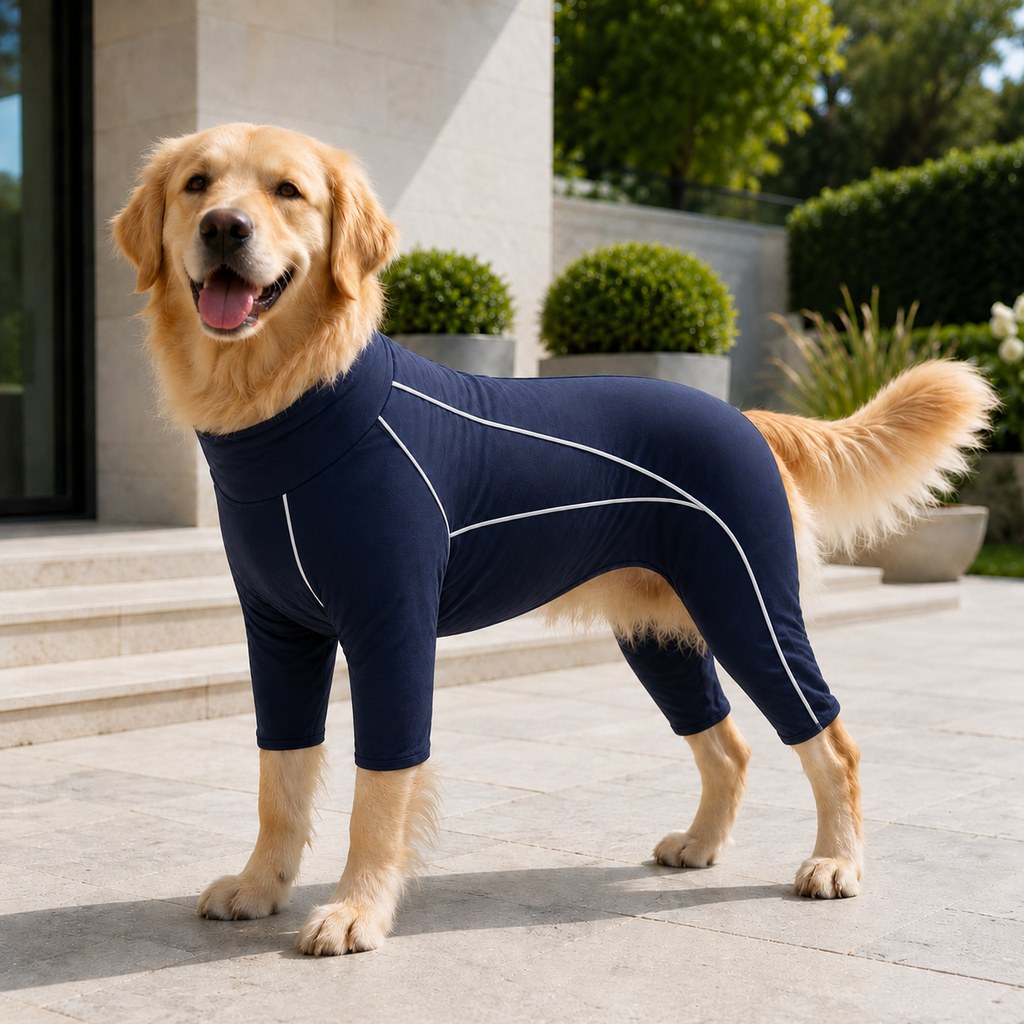 Four-Leg Full-Body Dog Jumpsuit for Home & Outdoor Wear – Helps Contain Loose Fur & Everyday Dirt