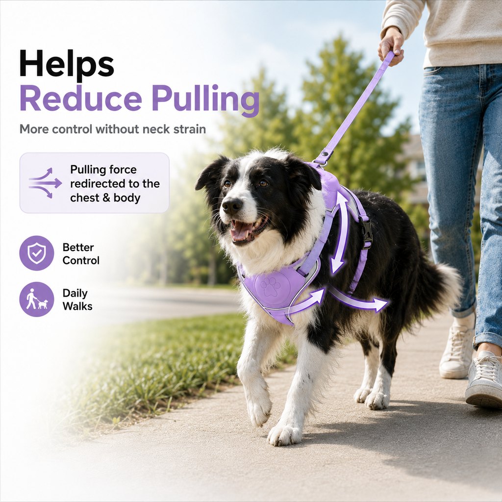 No-Pull Reflective Dog Harness with Built-In Retractable Leash for Safer Daily Walks