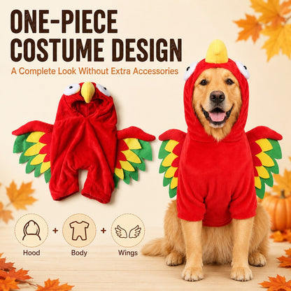 Halloween Turkey Costume for Dogs & Cats - One-Piece Hooded Pet Outfit for Parties & Photos
