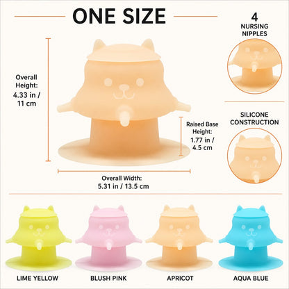 4-Nipple Silicone Nursing Feeder for Kittens & Puppies - Easier Litter Feeding with a Suction Base