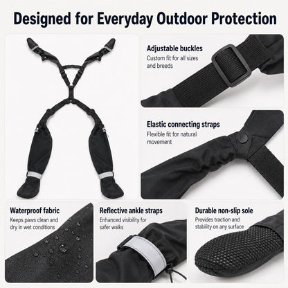 Stay-On Outdoor Dog Boots with Leg Covers - Anti-Slip Reflective Paw Protection for Muddy Walks