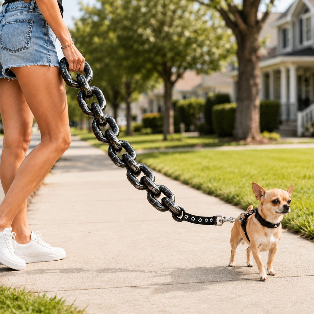 Oversized Chain Dog Leash & Collar Set for Small Dogs - Make Everyday Walks Stand Out