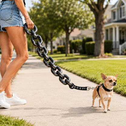 Oversized Chain Dog Leash & Collar Set for Small Dogs - Make Everyday Walks Stand Out