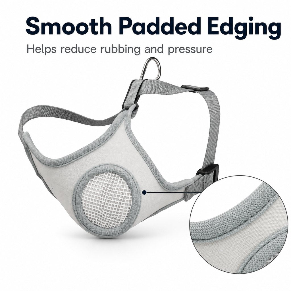 Breathable Dog Muzzle for Walks, Grooming & Vet Visits - Soft Adjustable Mesh Muzzle to Help Reduce Biting, Chewing & Barking