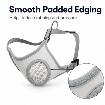 Breathable Dog Muzzle for Walks, Grooming & Vet Visits - Soft Adjustable Mesh Muzzle to Help Reduce Biting, Chewing & Barking