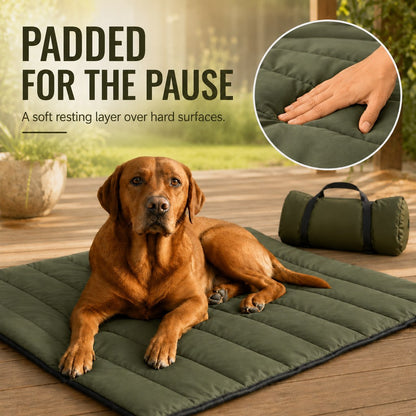 Portable Roll-Up Dog Travel Mat for Camping & Car Trips - Keeps Pets Off Damp, Dirty Ground