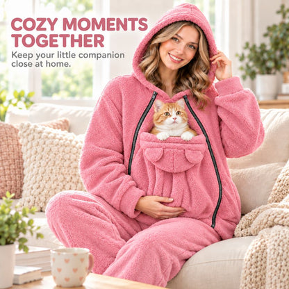 Cozy Fleece Pet Carrier Hoodie with Front Pouch for Cats & Small Dogs – Keep Your Pet Close at Home & on Short Outings