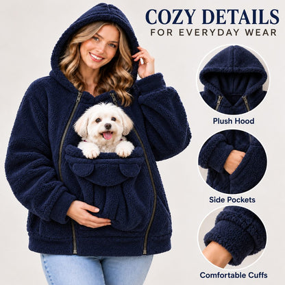 Cozy Fleece Pet Carrier Hoodie with Front Pouch for Cats & Small Dogs – Keep Your Pet Close at Home & on Short Outings
