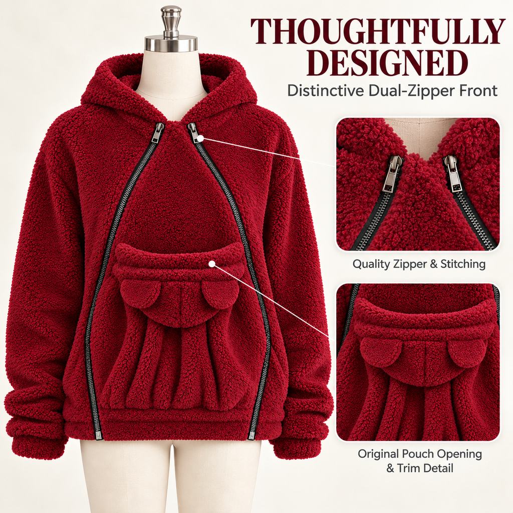 Cozy Fleece Pet Carrier Hoodie with Front Pouch for Cats & Small Dogs – Keep Your Pet Close at Home & on Short Outings