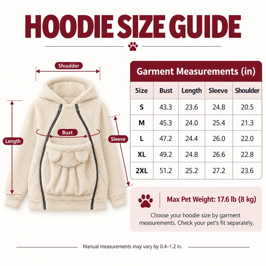 Cozy Fleece Pet Carrier Hoodie with Front Pouch for Cats & Small Dogs – Keep Your Pet Close at Home & on Short Outings