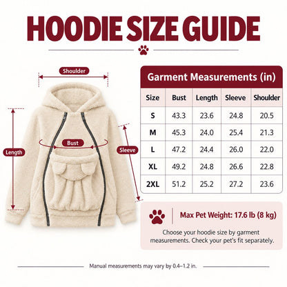 Cozy Fleece Pet Carrier Hoodie with Front Pouch for Cats & Small Dogs – Keep Your Pet Close at Home & on Short Outings