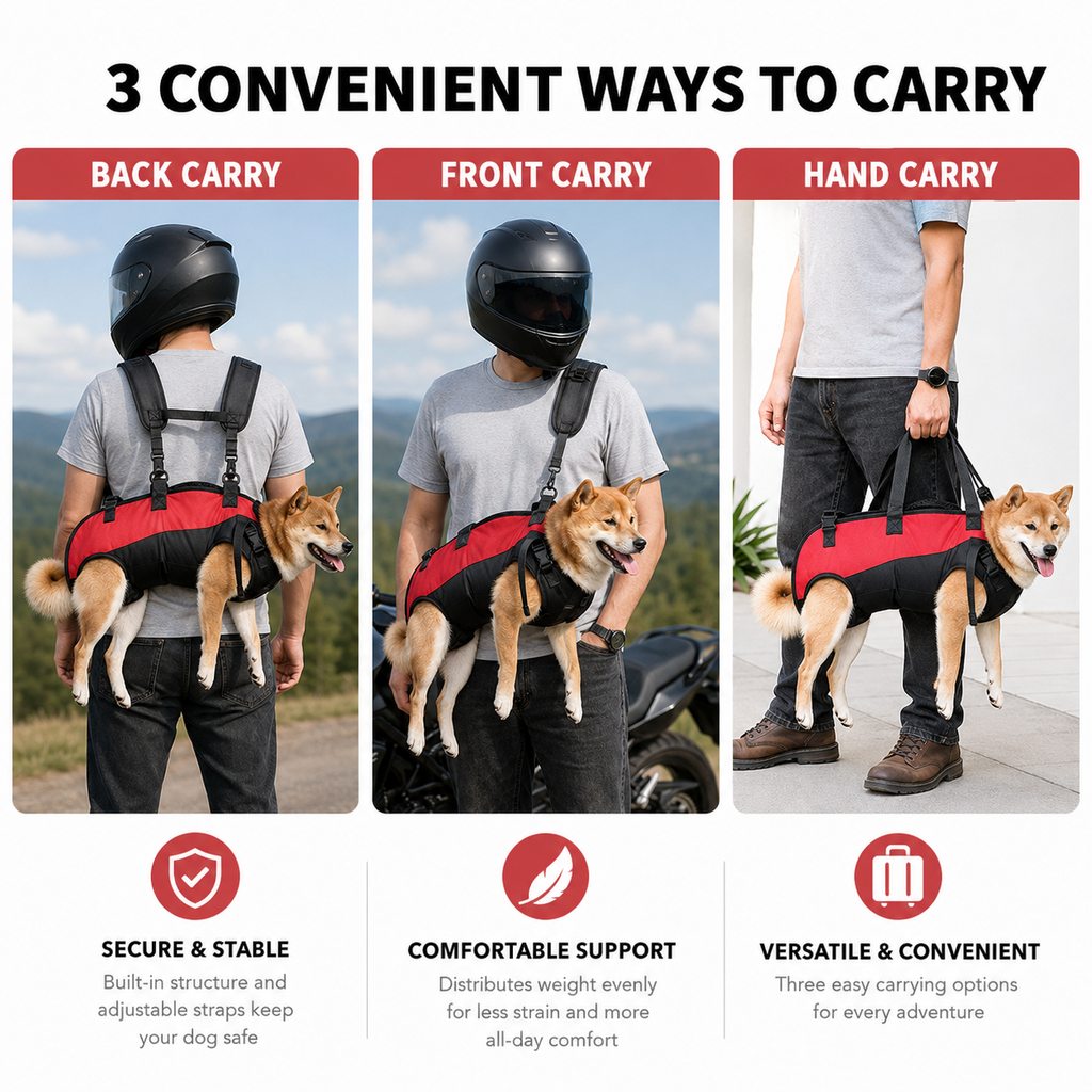 Hands-Free Dog Carrier Harness Backpack for Walks, Hiking & Travel — Carry Tired Small & Medium Dogs Comfortably