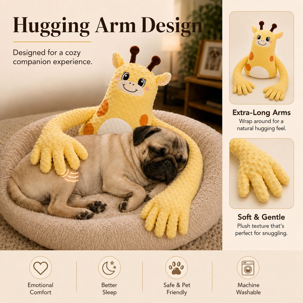 Remote-Controlled Pet Calming Plush Companion with Heated Paws – 3 Comfort Modes & 30-Min Auto Shut-Off for Dogs and Cats, Cozy Bedtime Companion